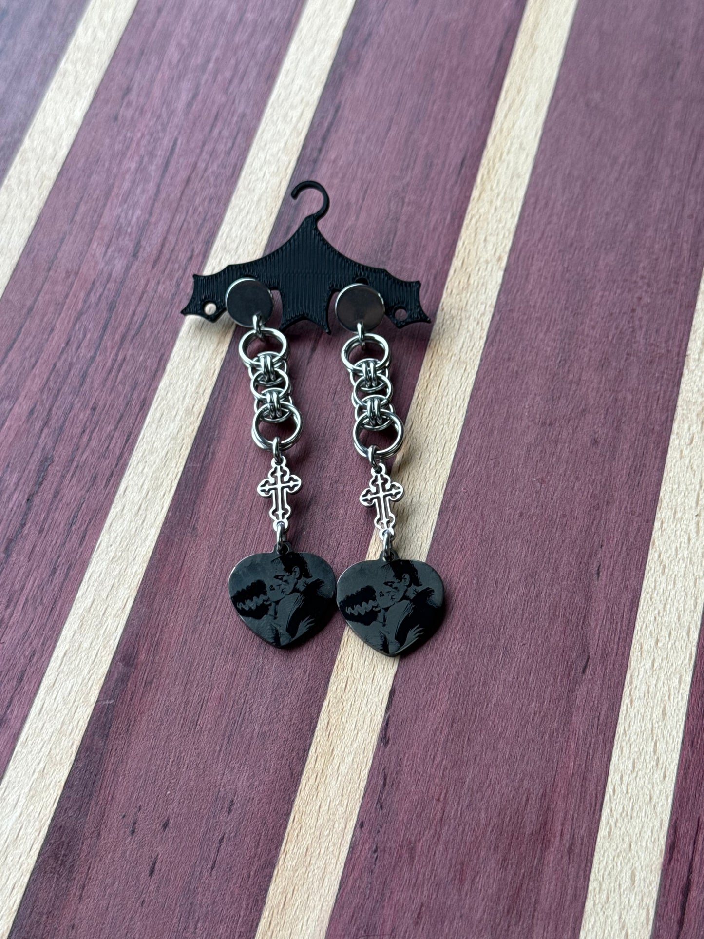 Frank and his bride chainmail earrings