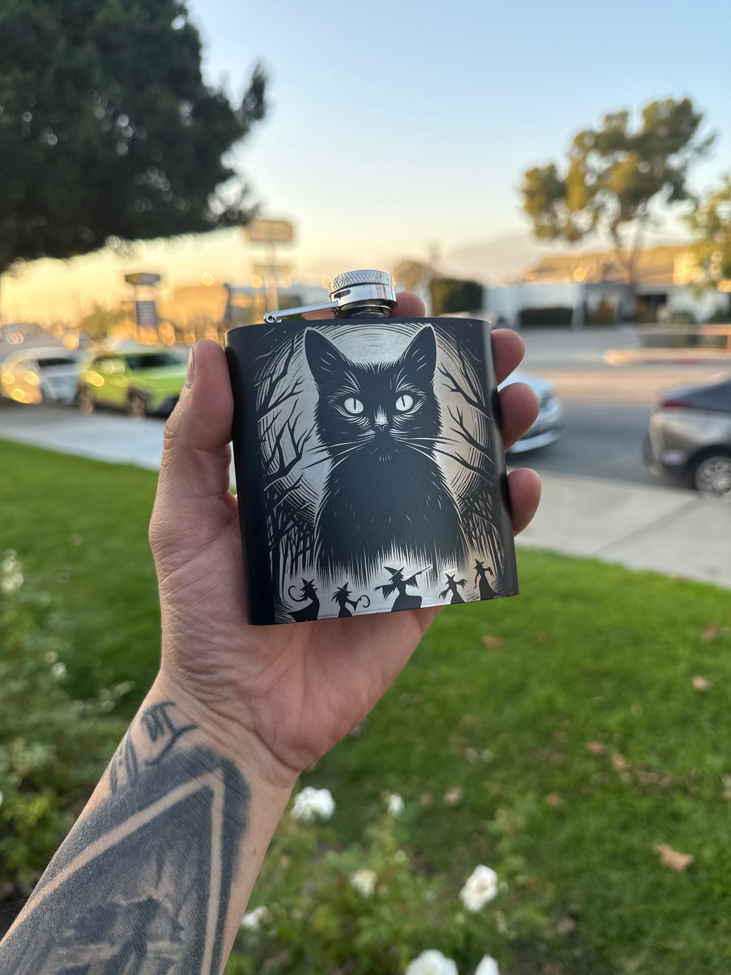 Cats And Witches 6oz Flask