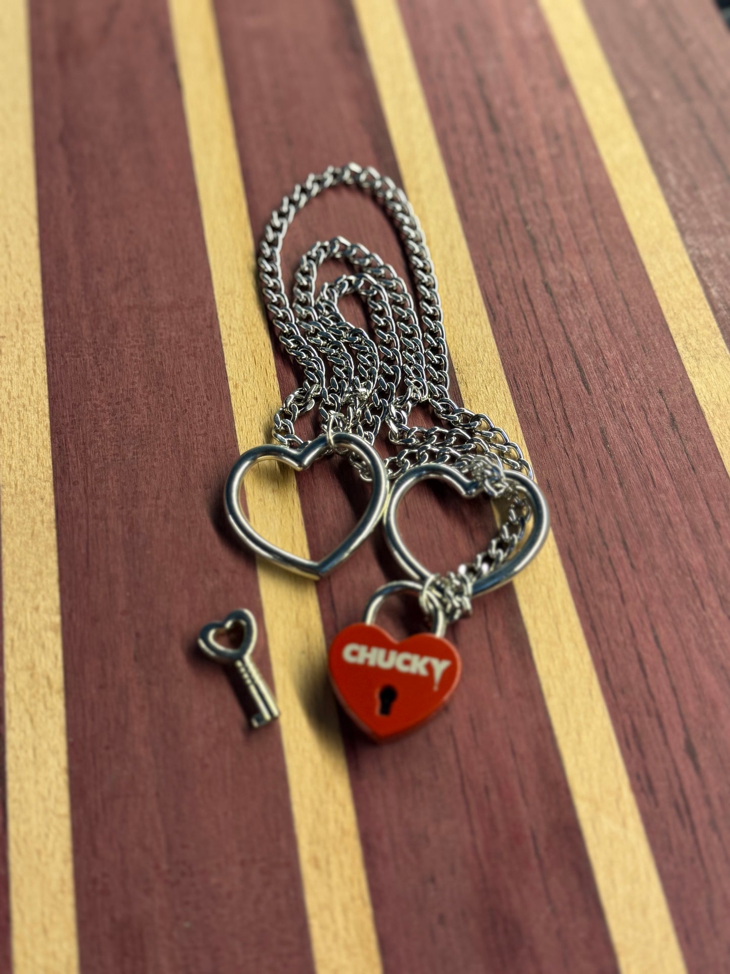 Red Heart Chuck Lock Necklace (Choker Style)