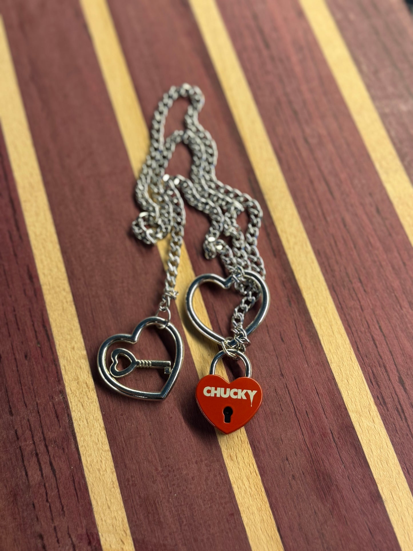 Red Heart Chuck Lock Necklace (Choker Style)