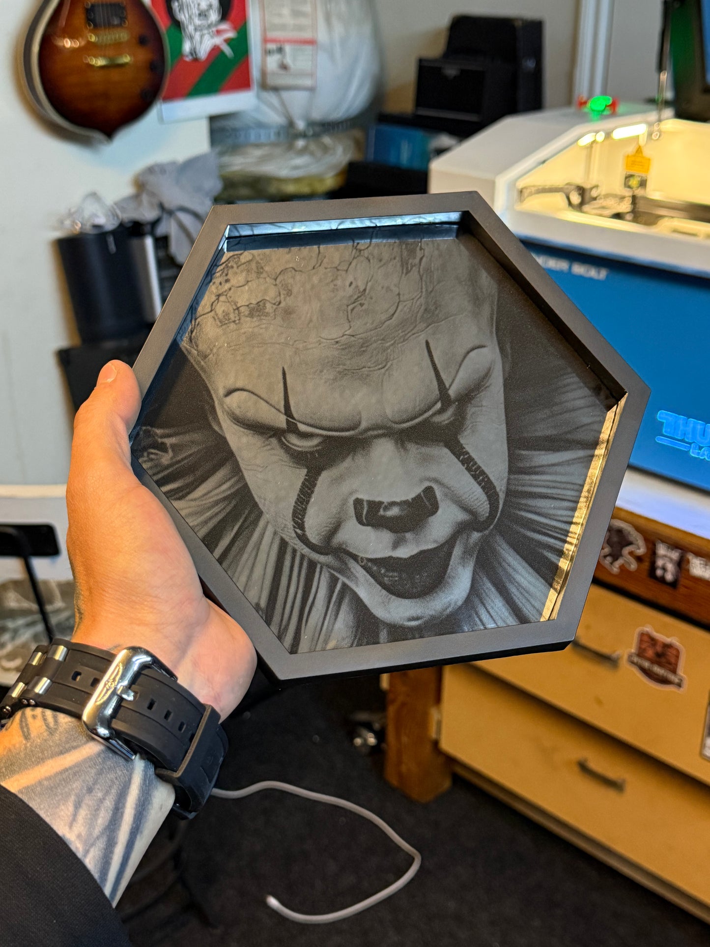 IT laser engraved Hex Mirror