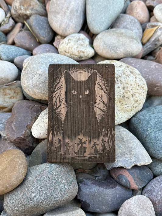 Cats and witches, laser engraved dash box