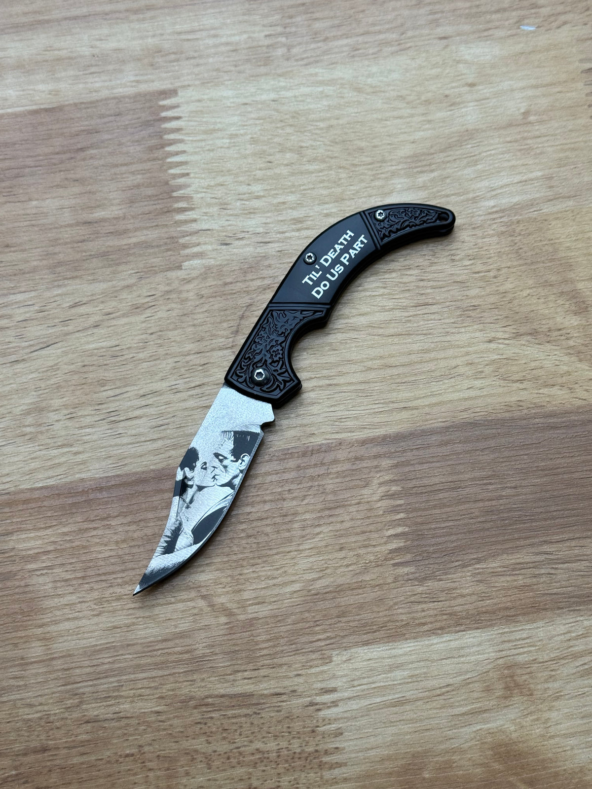 Frankenstein And His Bride Stainless Steel Folding Blade