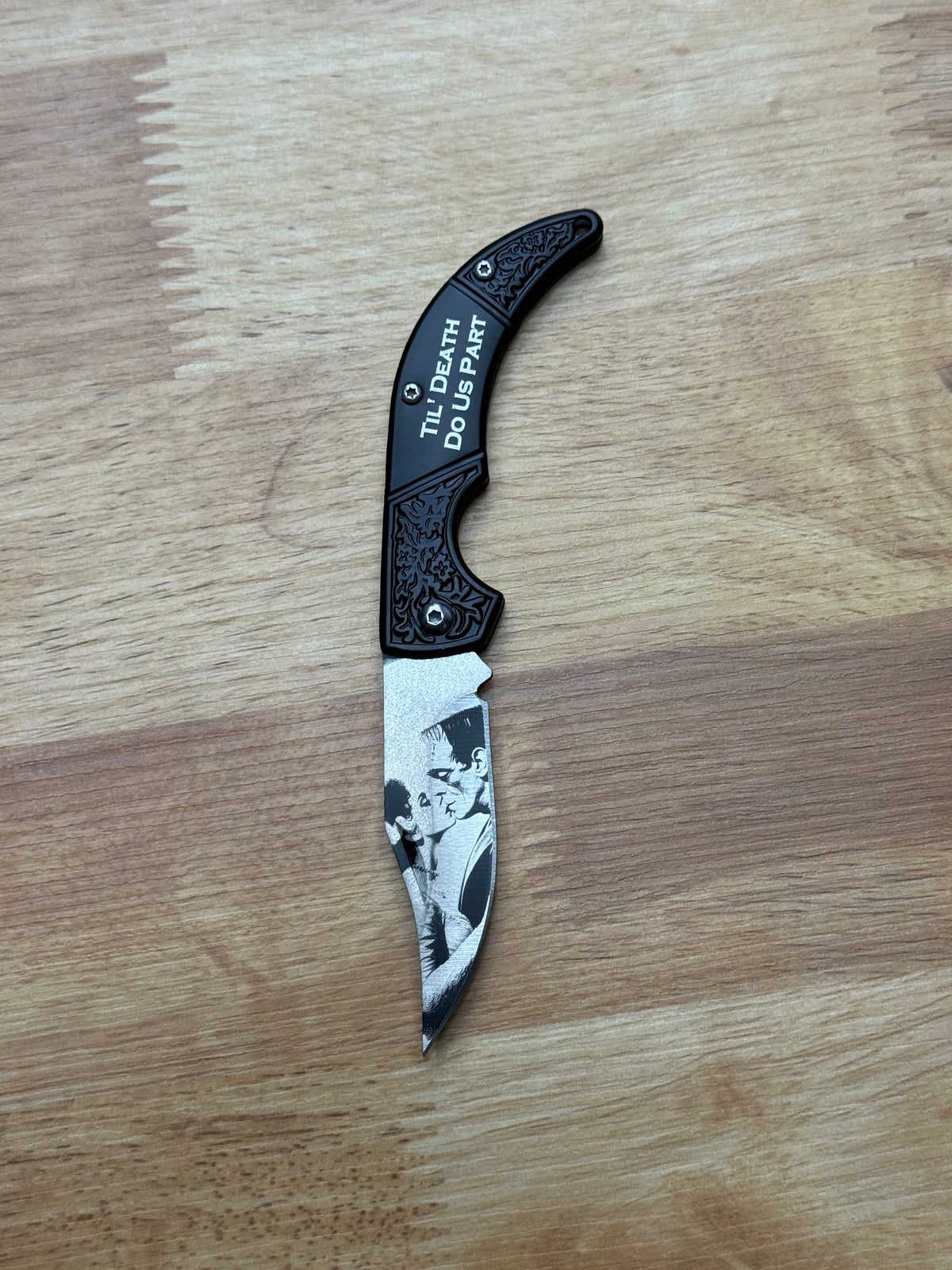 Frankenstein And His Bride Stainless Steel Folding Blade