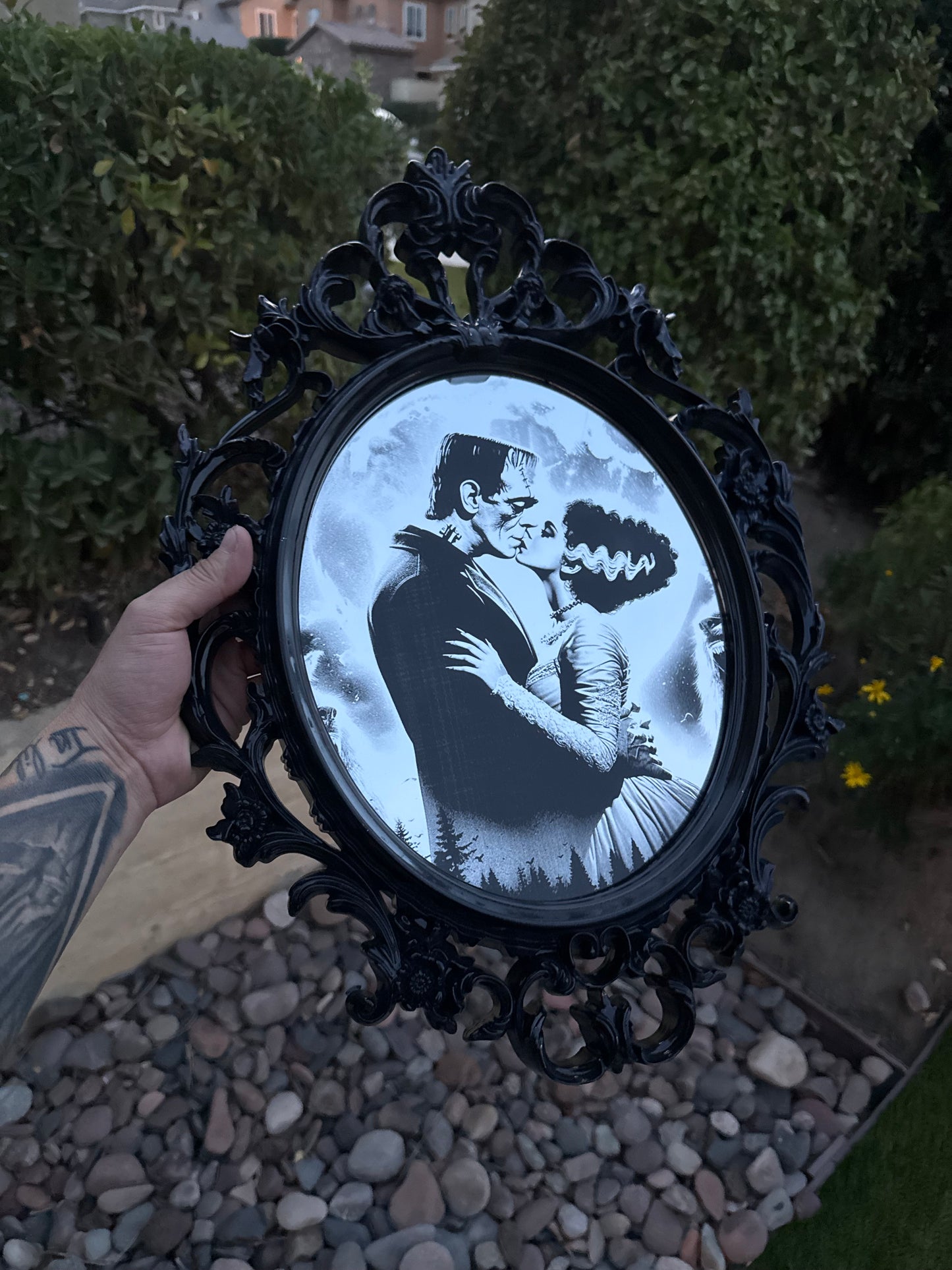 Frankenstein and His Bride Victorian Mirror