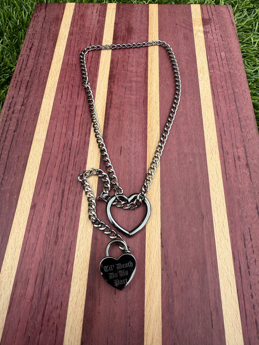 Til Death Do Us Part Heart lock Necklace