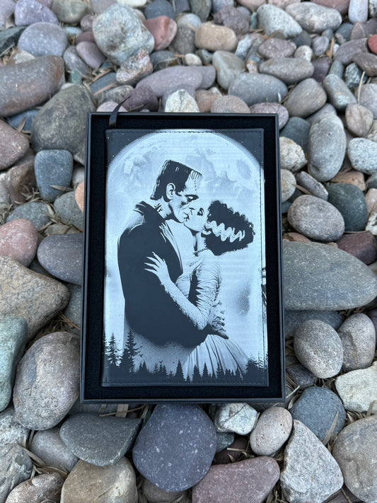 Frankenstein and his bride Laser and engraved journal
